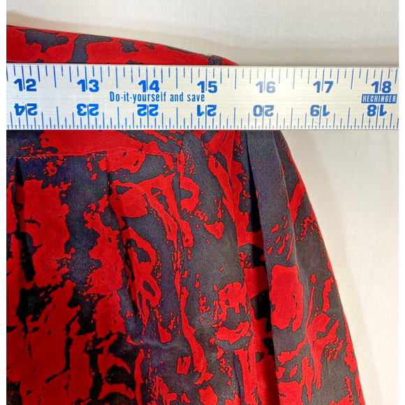 Vintage British Crown Colony Silk Blouse Size 10 Geometric Secretary Office 80s - Picture 6 of 9